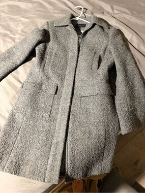 Express Gray Textured Wool Pea Coat